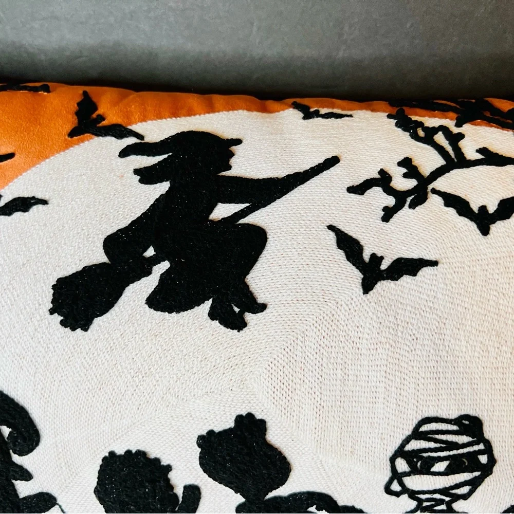 Halloween Trick O Treating Kids Large Pillow Cushion Haunted House Witch Ghost